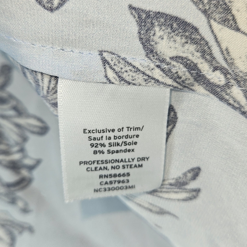 NWT Nordstrom blue floral silk blouse top Womens XLarge - Picture 8 of 8